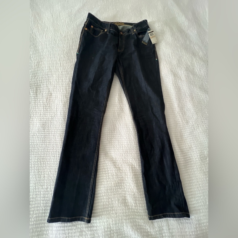 COOGI Women's Deep Blue Jeans with Colorful Embellishment Size 14 NWT